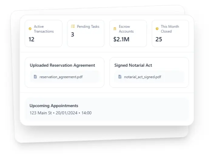 Notary dashboard preview